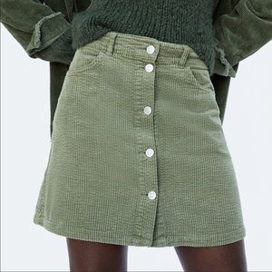 Zara Corduroy Button Skirt